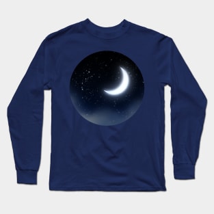 Crescent Moon in the starry sky Long Sleeve T-Shirt